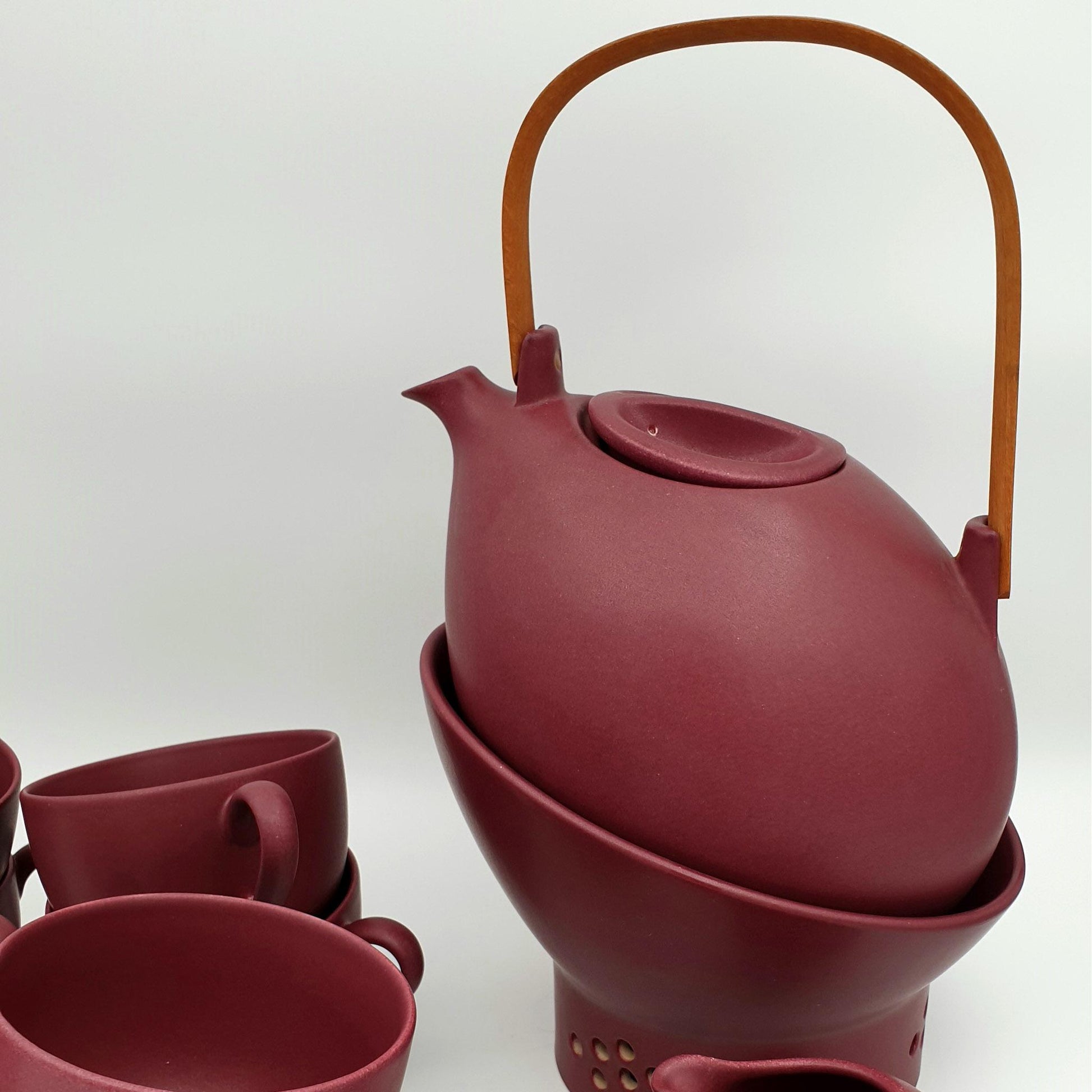 PER REHFELDT Søholm Tableware Dusty Burgundy Red ÅBO Ceramic Teapot set Mollaris.com 