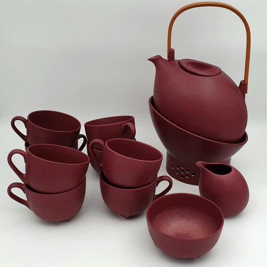 PER REHFELDT Søholm Tableware Dusty Burgundy Red ÅBO Ceramic Teapot set Mollaris.com 