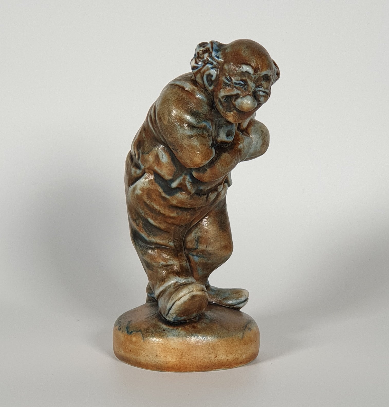 POUL HAUCH CARLSEN Brown Glazed Clown (Charlie Rivel) Stoneware Sculpture Mollaris.com 