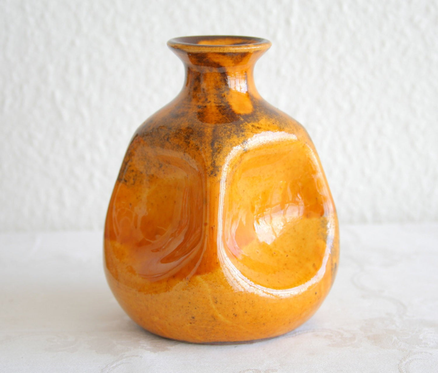 PRÆSTØ Yellow & Black Glazed Ceramic Bottle Vase Mollaris.com 