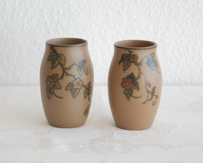 Pair of L. HJORTH Small Bird Decorated Ceramic Vases Mollaris.com 