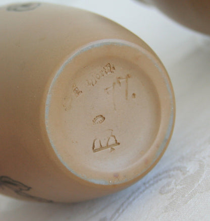 Pair of L. HJORTH Small Bird Decorated Ceramic Vases Mollaris.com 