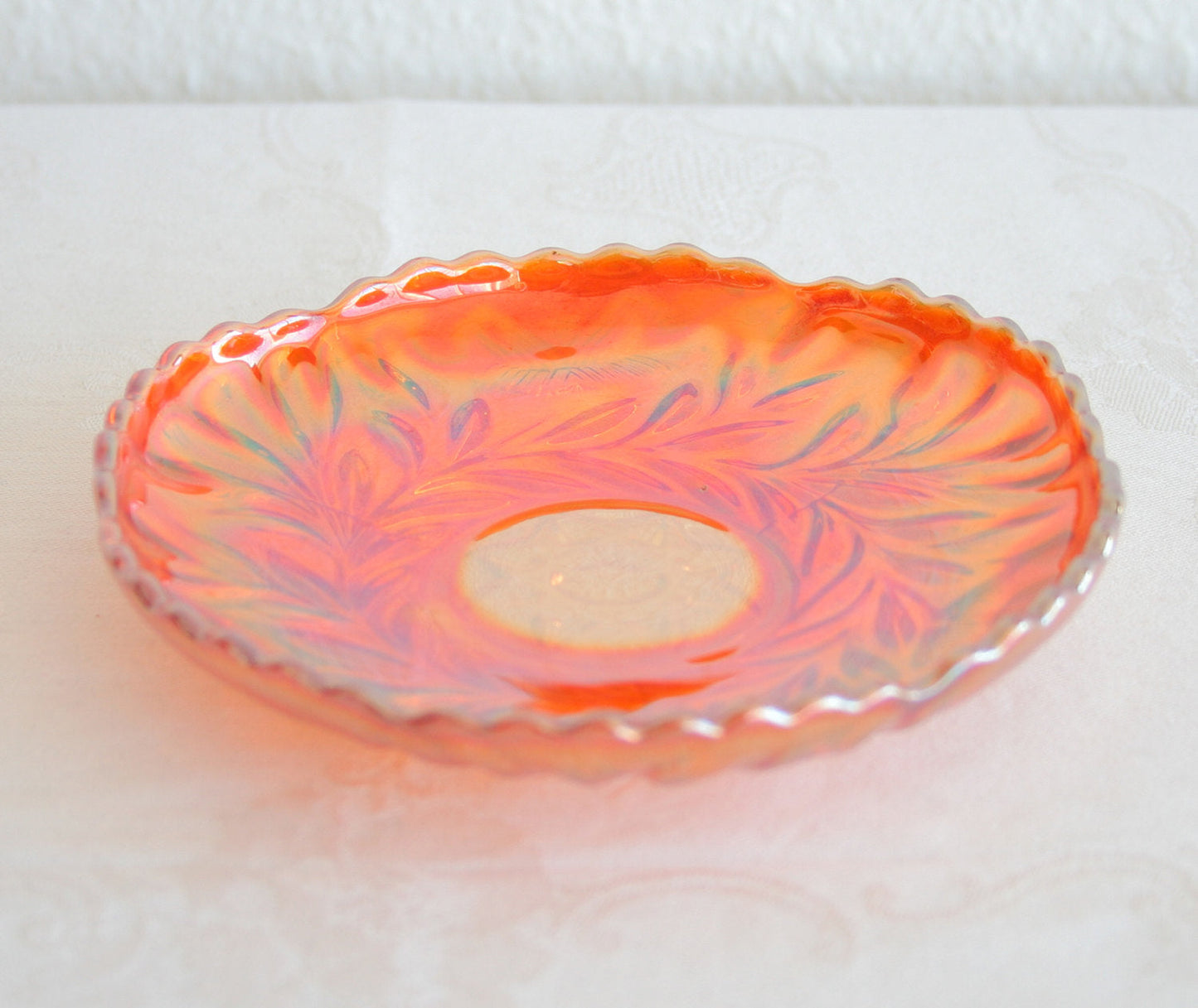 RIIHIMÄKI Carnival Glass Marigold GRAND THISTLE Small Chop Plate Mollaris.com 