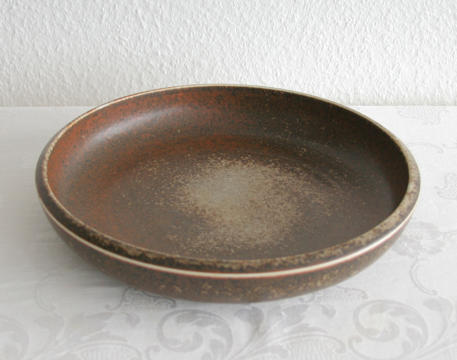 Rörstrand CARL HARRY STÅLHANE Large Brown Harefur Glazed Stoneware Bowl Dish Mollaris.com 