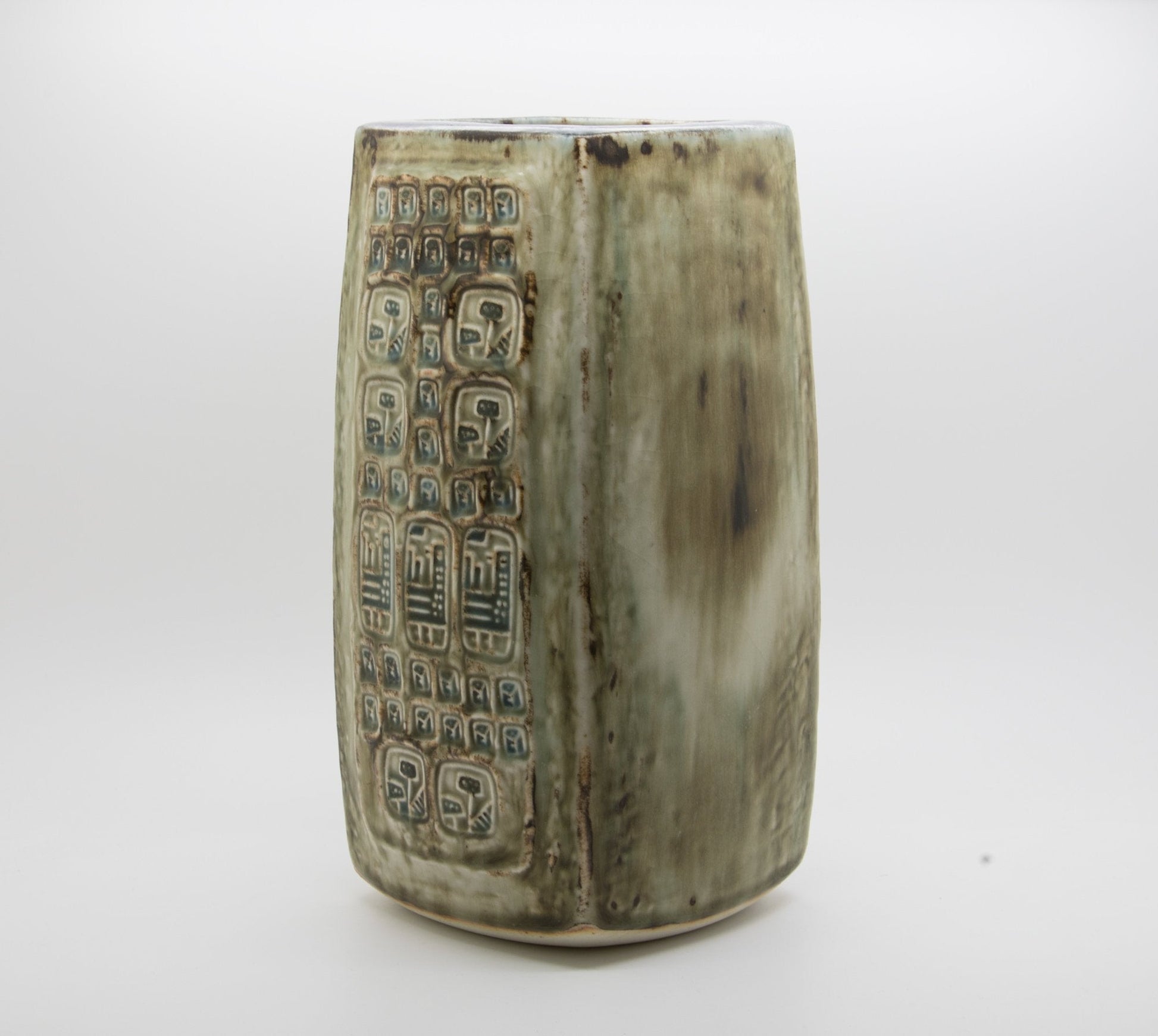 Royal Copenhagen JØRGEN MOGENSEN Large Square Sung Glazed Stoneware Vase Mollaris.com 