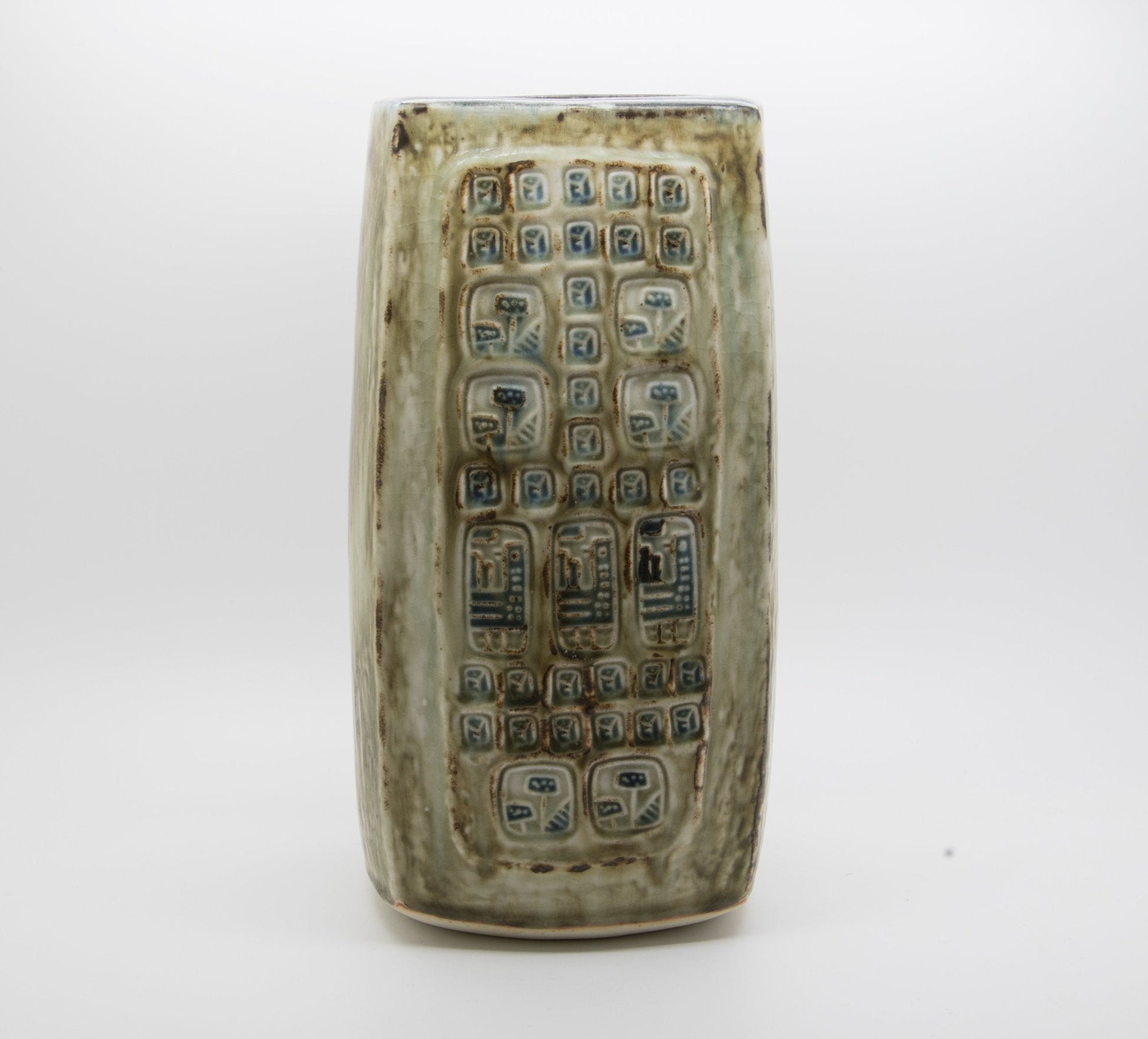 Royal Copenhagen JØRGEN MOGENSEN Large Square Sung Glazed Stoneware Vase Mollaris.com 