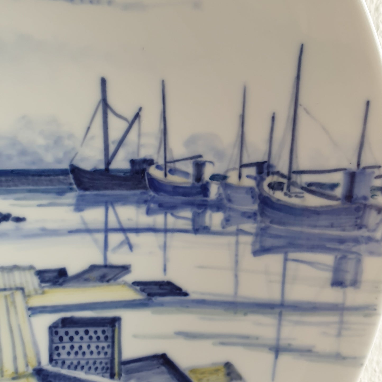 Royal Copenhagen LARS SWANE Sæby Harbour Unique Art Landscape Porcelain Bowl Mollaris.com 