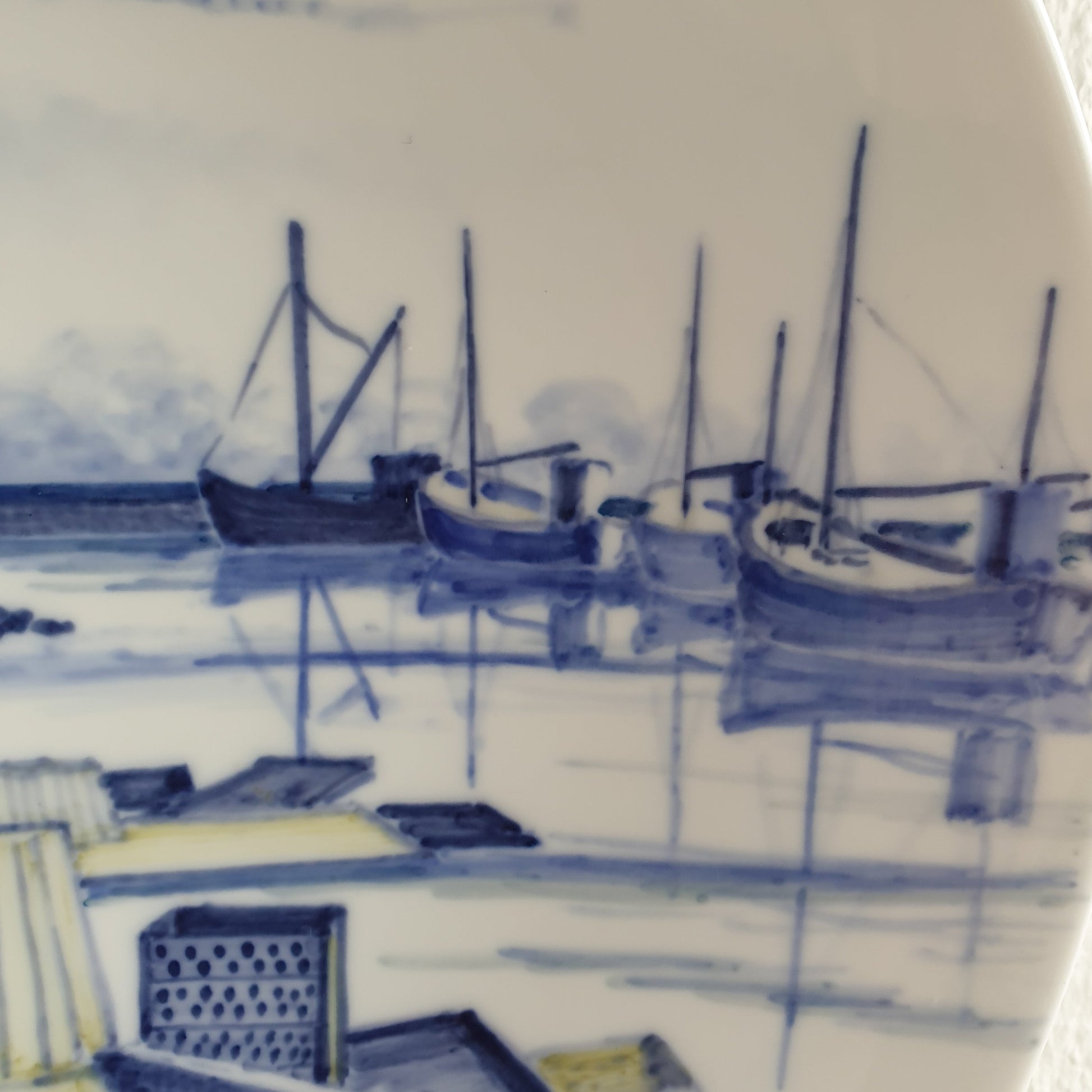 Royal Copenhagen LARS SWANE Sæby Harbour Unique Art Landscape Porcelain Bowl Mollaris.com 