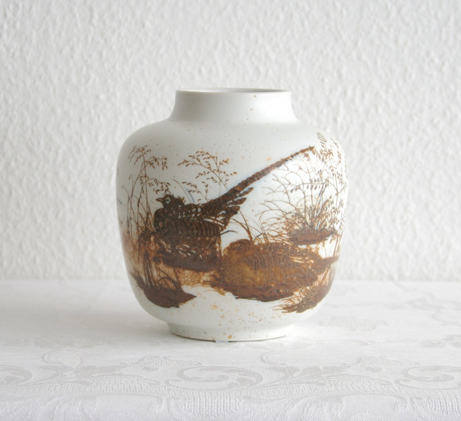 Royal Copenhagen NILS THORSSON Diana Pheasant Porcelain Vase Mollaris.com 