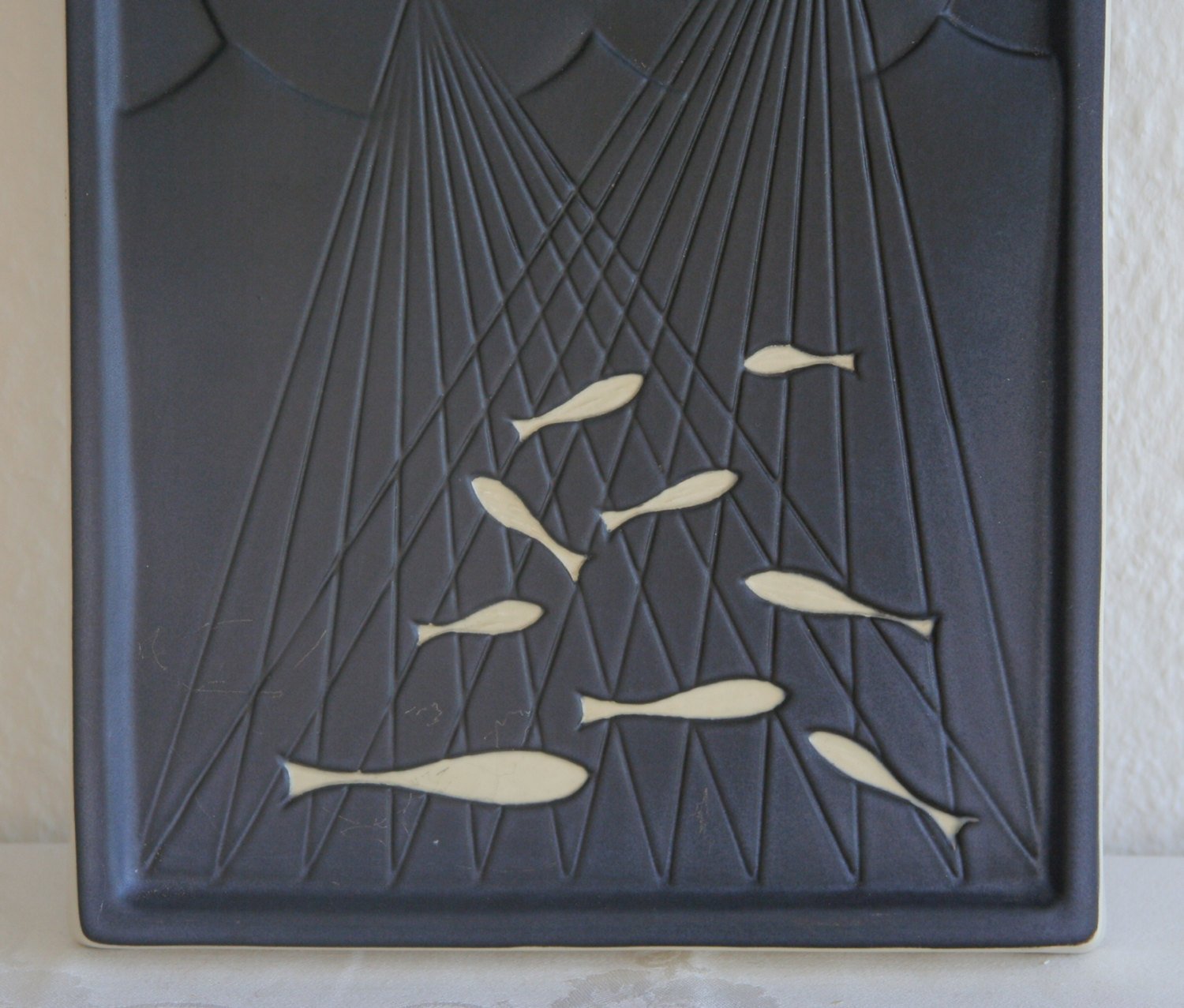 SØHOLM Two Fishermen With Nets and Fish Ceramic Wall Plaque Mollaris.com 