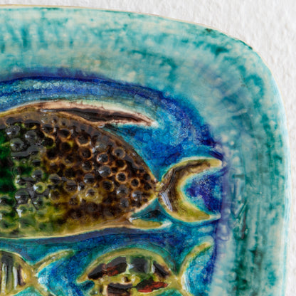 SCHRAMBERG SMF Colorful Fused Glass Stoneware Fish Tray / Bowl Mollaris.com 