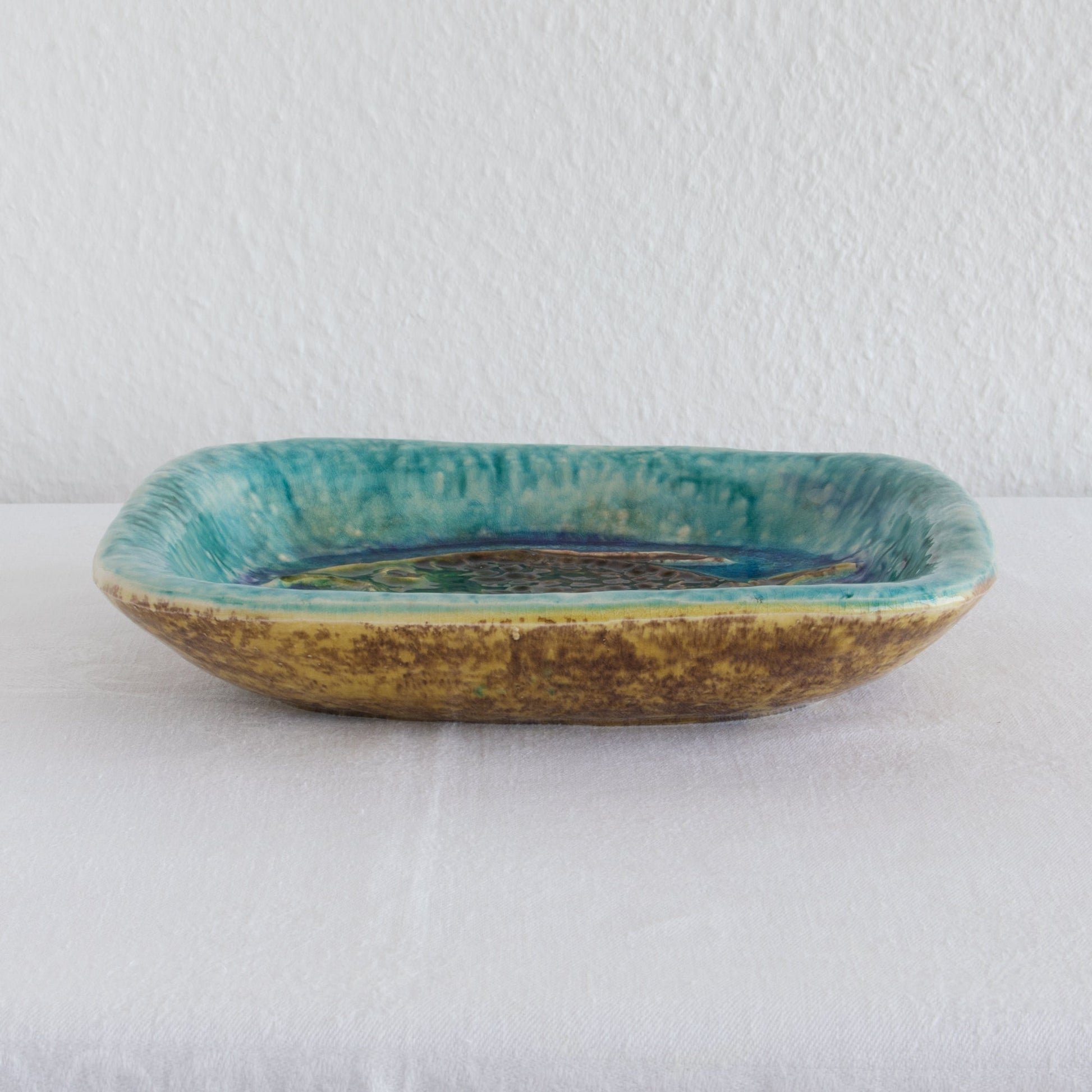 SCHRAMBERG SMF Colorful Fused Glass Stoneware Fish Tray / Bowl Mollaris.com 