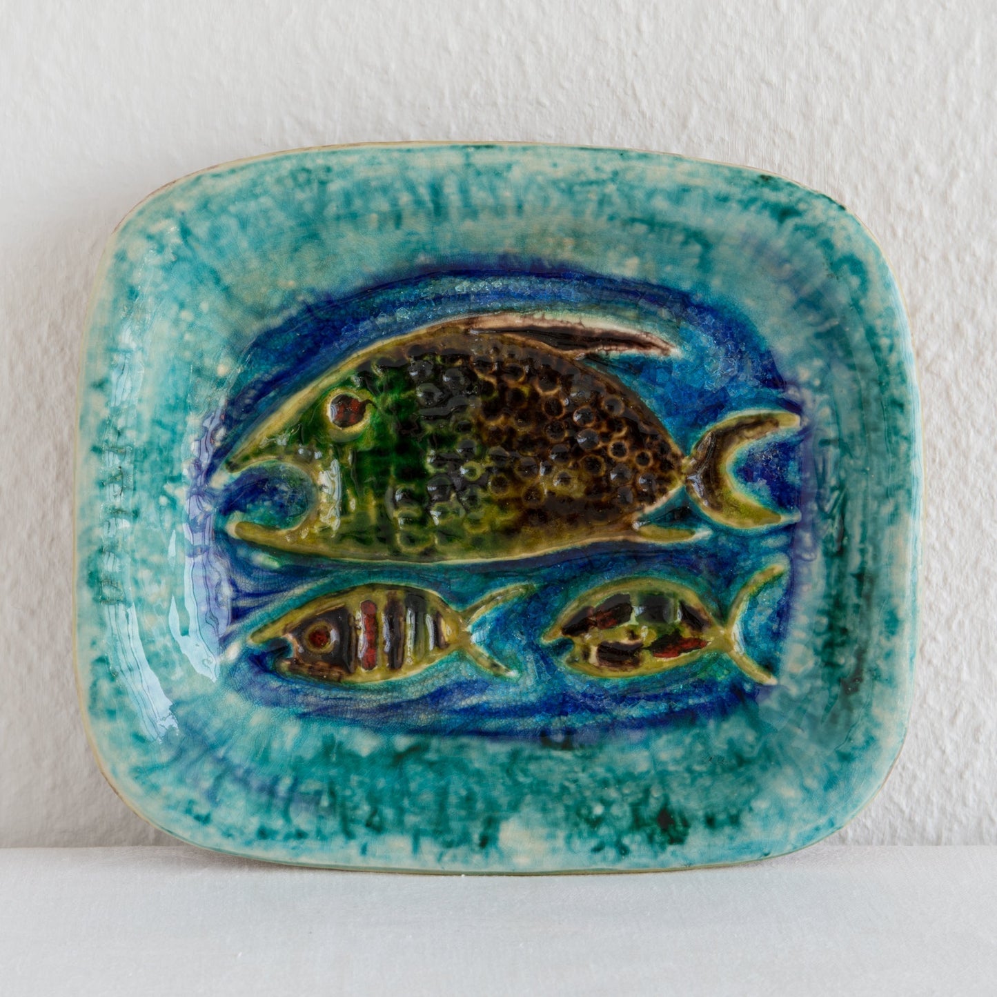 SCHRAMBERG SMF Colorful Fused Glass Stoneware Fish Tray / Bowl Mollaris.com 