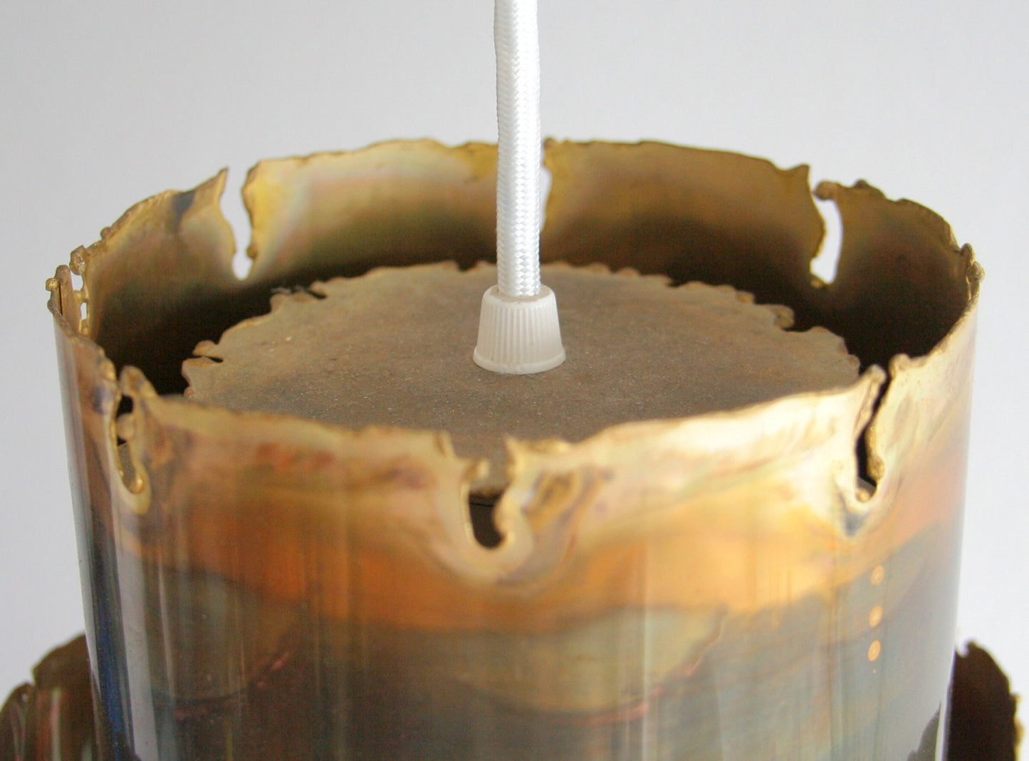 SVEN AAGE HOLM SØRENSEN Modernist BRUTALIST Oxidized Brass Pendant Light Mollaris.com 
