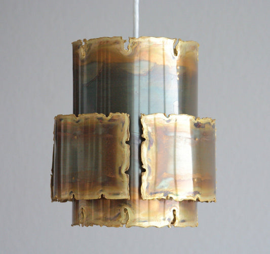 SVEN AAGE HOLM SØRENSEN Modernist BRUTALIST Oxidized Brass Pendant Light Mollaris.com 