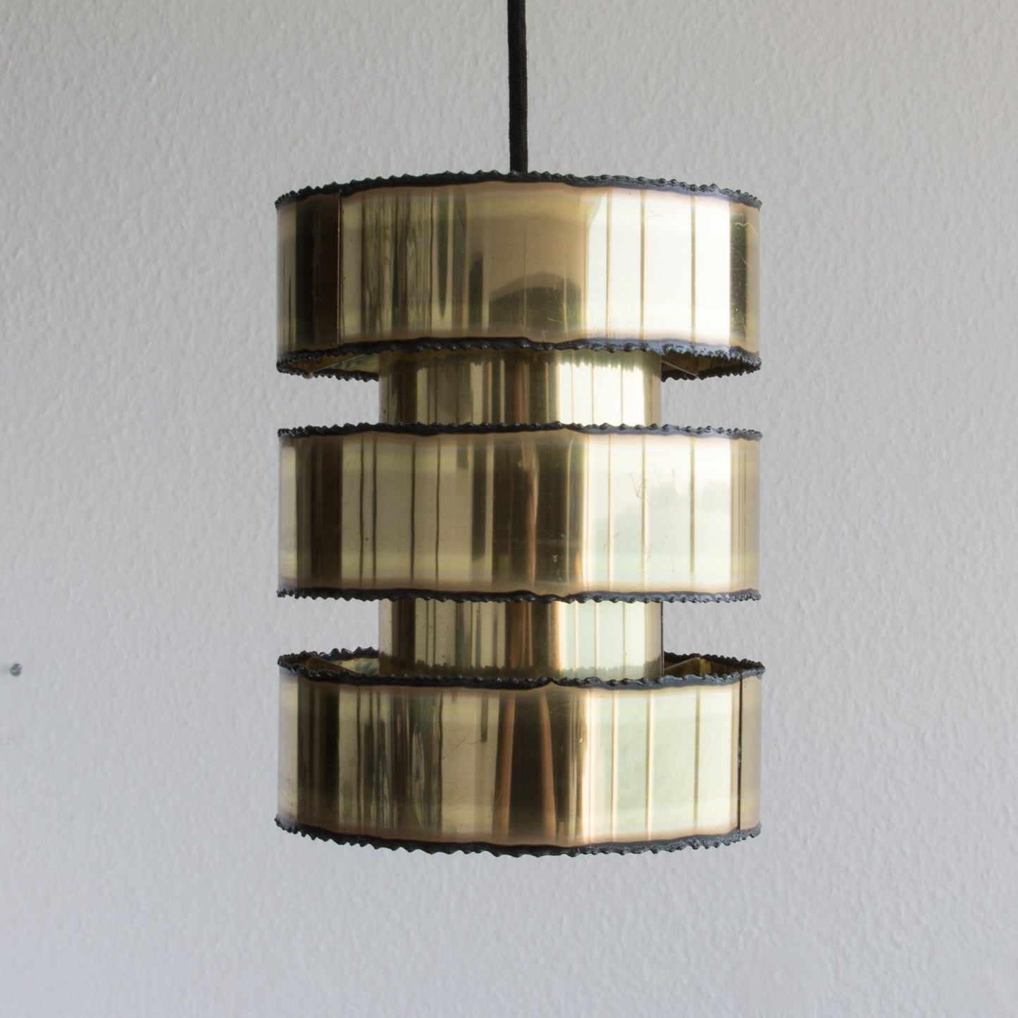 SVEN AAGE HOLM SØRENSEN Modernist BRUTALIST Cylinder Oxidized Brass Pendant Light Mollaris.com 
