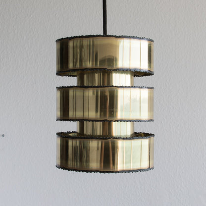 SVEN AAGE HOLM SØRENSEN Modernist BRUTALIST Cylinder Oxidized Brass Pendant Light Mollaris.com 
