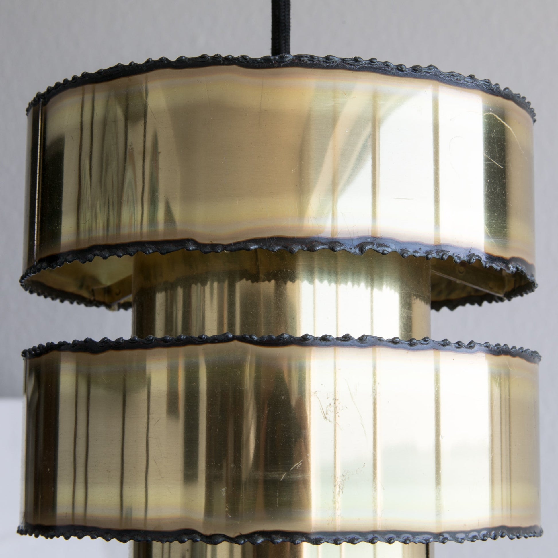 SVEN AAGE HOLM SØRENSEN Modernist BRUTALIST Cylinder Oxidized Brass Pendant Light Mollaris.com 