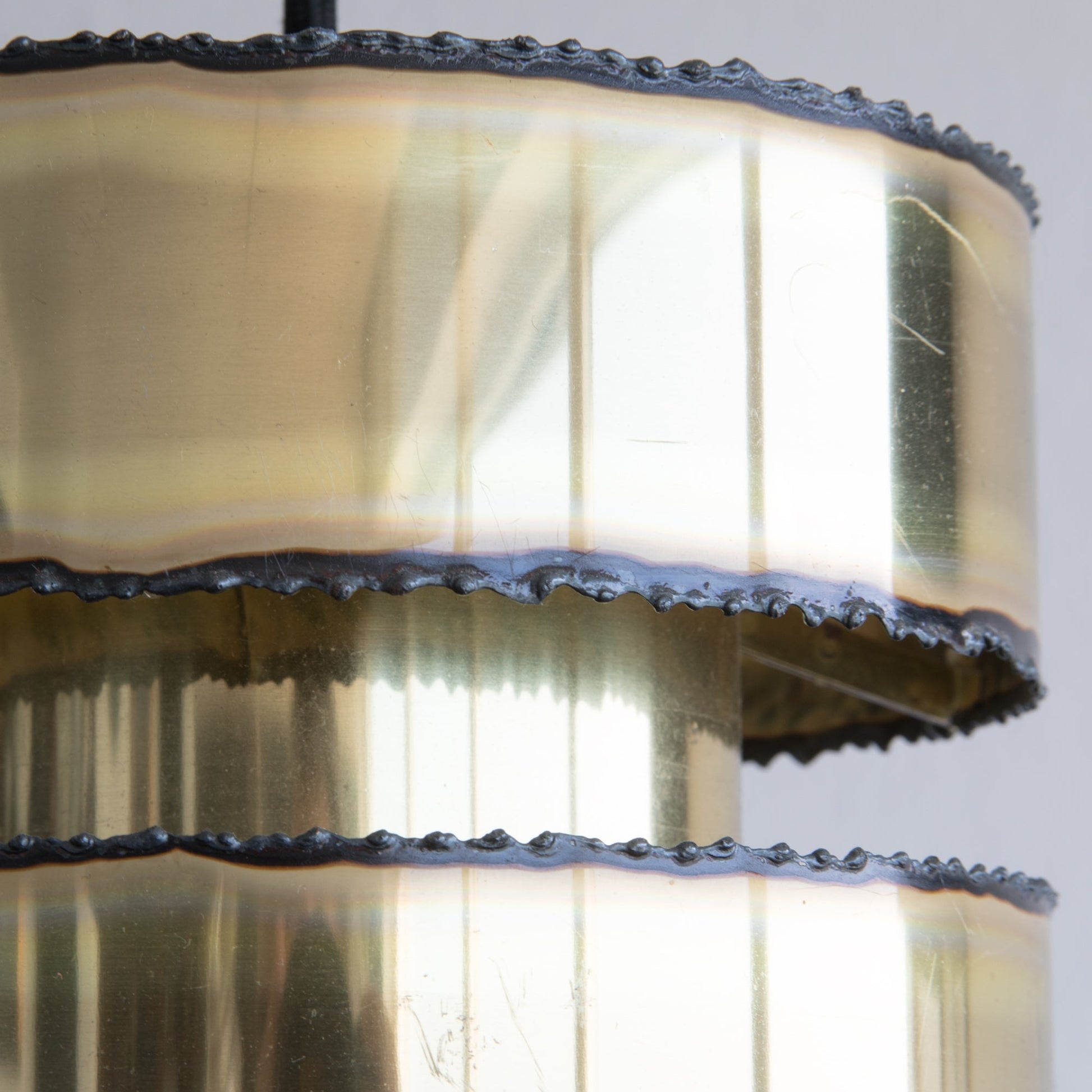 SVEN AAGE HOLM SØRENSEN Modernist BRUTALIST Cylinder Oxidized Brass Pendant Light Mollaris.com 
