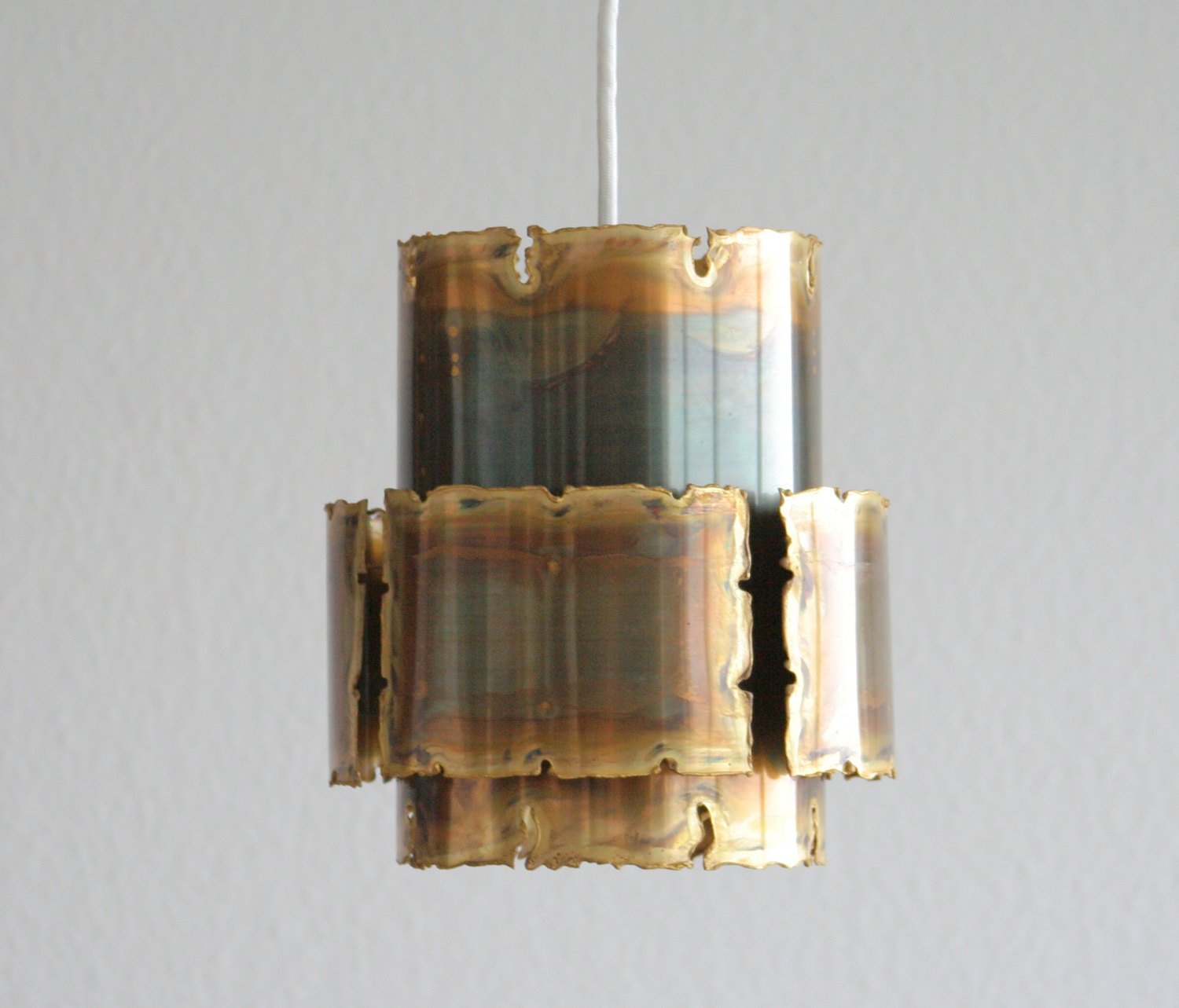 SVEN AAGE HOLM SØRENSEN Modernist BRUTALIST Oxidized Brass Pendant Light Mollaris.com 