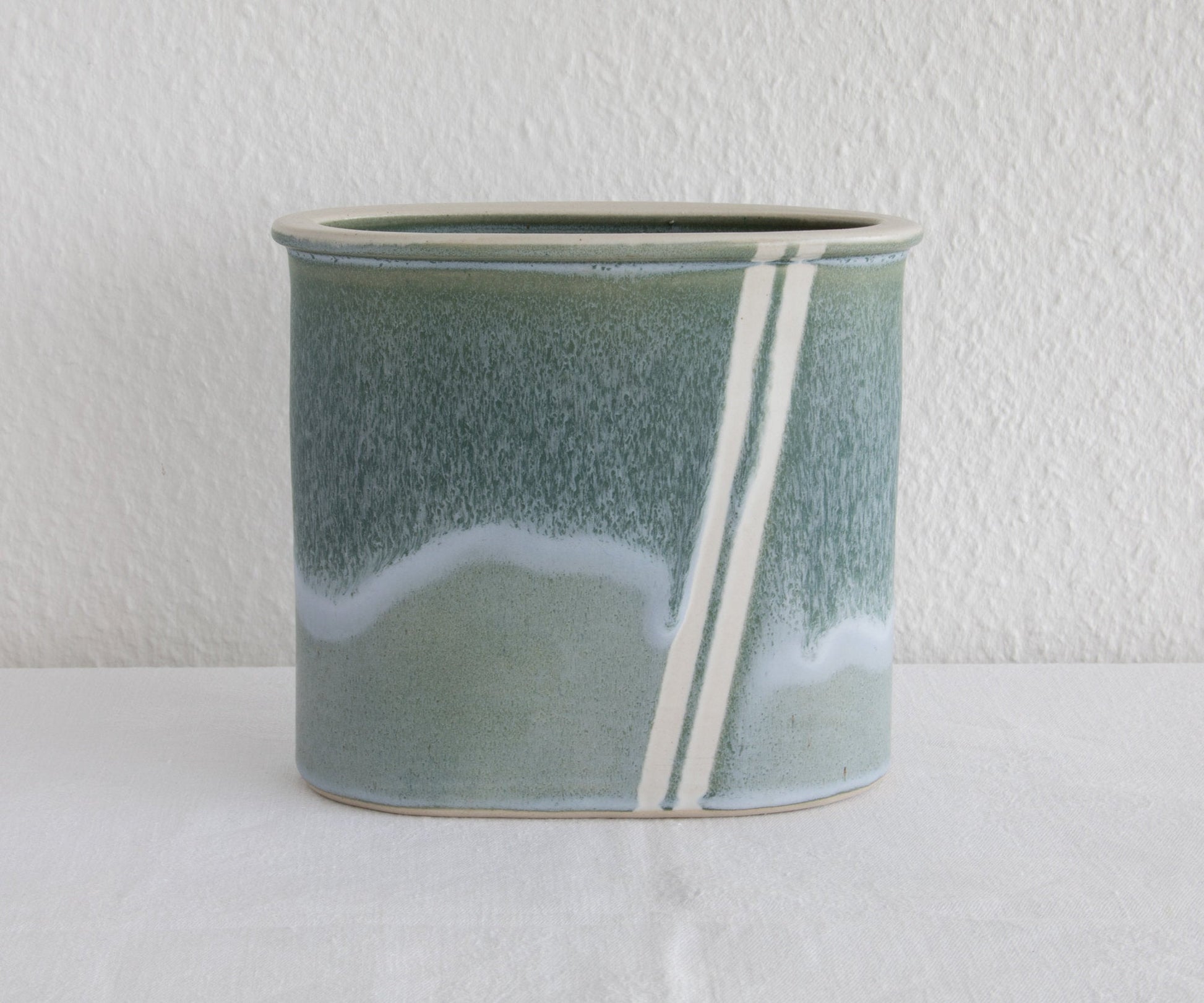 WÜRTZ Ceramics Contemporary Grey Beige Glazed Stoneware Letter Vase Mollaris.com 