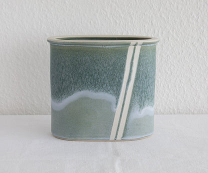 WÜRTZ Ceramics Contemporary Grey Beige Glazed Stoneware Letter Vase Mollaris.com 