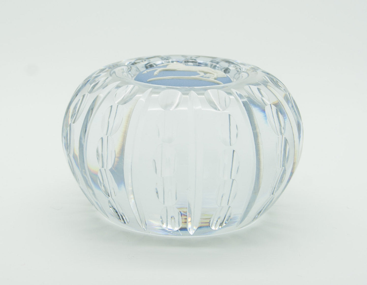 WEDGWOOD White Horse Blue Jasper Cut Crystal Paperweight Mollaris.com 