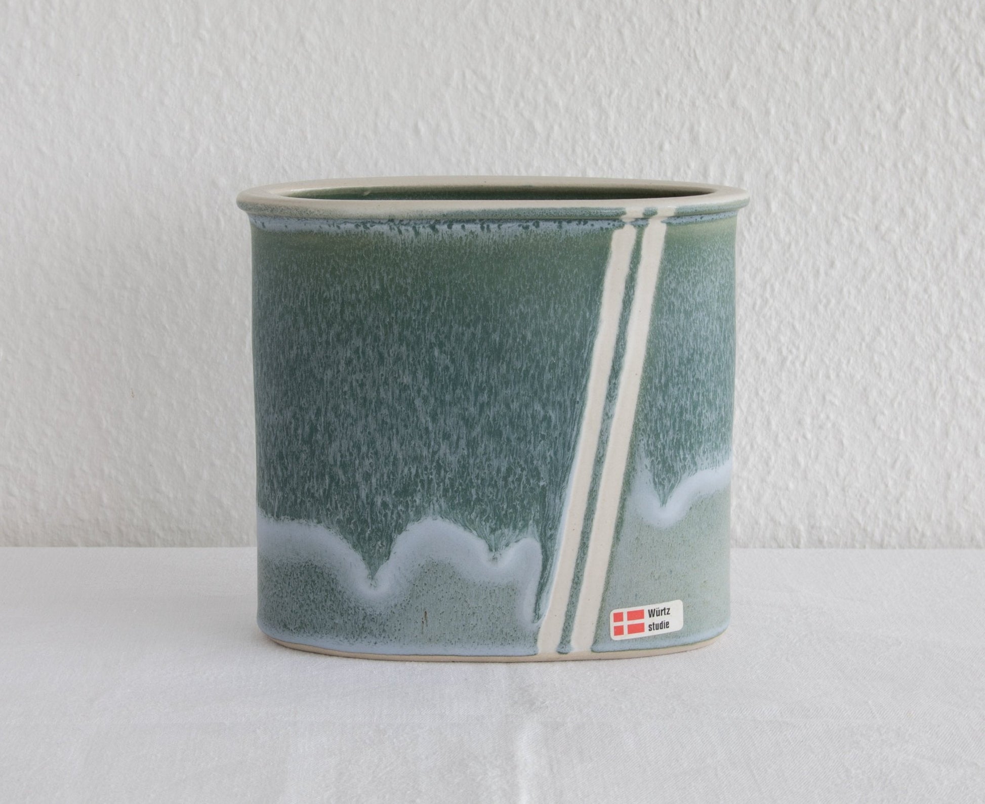 WÜRTZ Ceramics Contemporary Grey Beige Glazed Stoneware Letter Vase Mollaris.com 